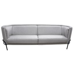 Sofá Luminne 03 Lugares 210cm Base Aço Preto Linho Mesclado Capuccino - CasaePoltrona - 9