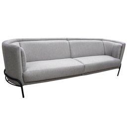 Sofá Luminne 03 Lugares 210cm Base Aço Preto Linho Mesclado Capuccino - CasaePoltrona - 1