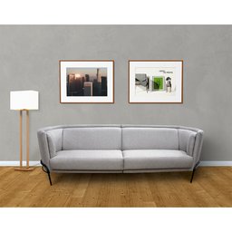 Sofá Luminne 03 Lugares 210cm Base Aço Preto Linho Mesclado Capuccino - CasaePoltrona - 2