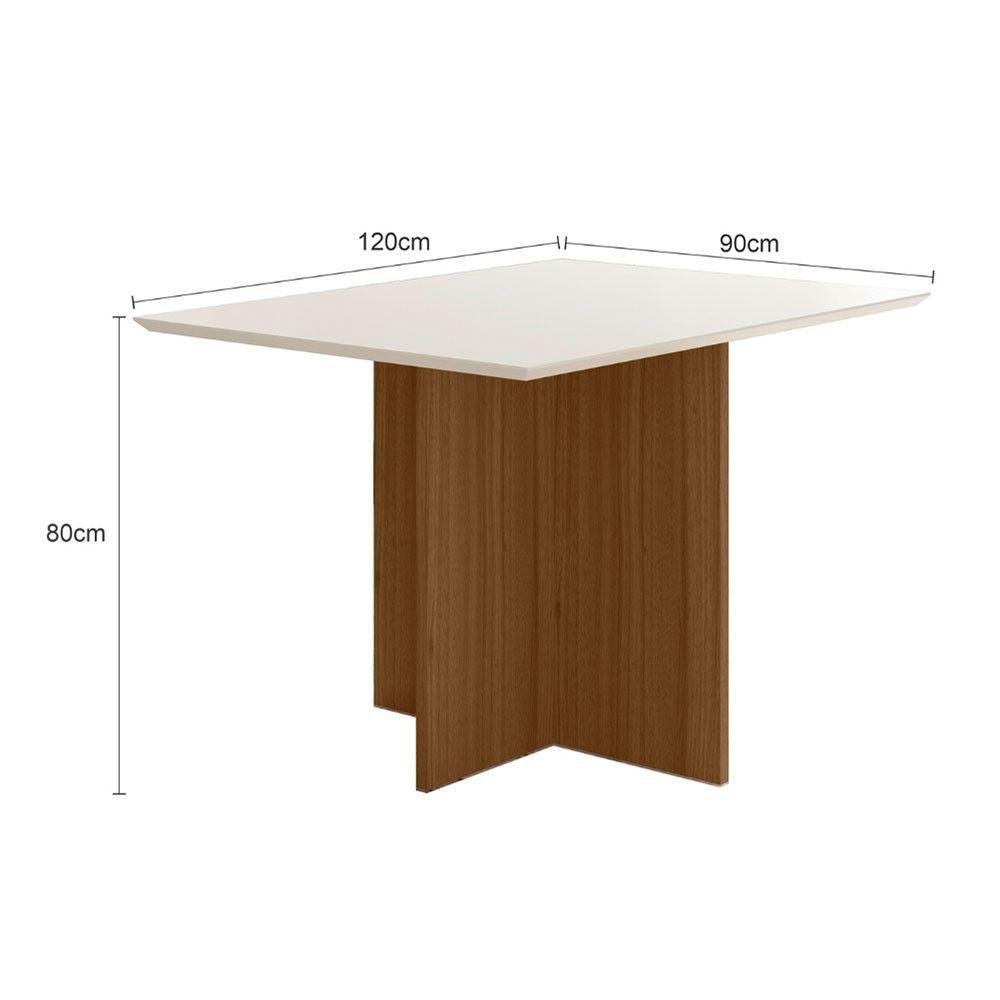 Conjunto Sala de Jantar Retangular Mesa Helo 120cm e 04 Cadeiras Josi Carvalho com Off White - 2