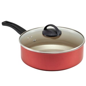 Frigideira Antiaderente N°24 com Tampa de Vidro Cores:cereja