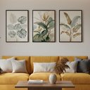 Ver imagem 6 de Kit 3 Quadros Folhagem Costela de Adão Botânico com Moldura:preta