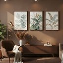 Ver imagem 5 de Kit 3 Quadros Folhagem Costela de Adão Botânico com Moldura:preta