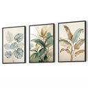 Ver imagem 7 de Kit 3 Quadros Folhagem Costela de Adão Botânico com Moldura:preta