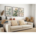 Ver imagem 3 de Kit 3 Quadros Folhagem Costela de Adão Botânico com Moldura:preta