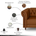 Ver imagem 3 de Sofá Living Sala de Estar Stanford Chesterfield 3 Lugares 240cm Pés de Madeira Couro Caramelo G58 -