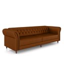 Ver imagem 2 de Sofá Living Sala de Estar Stanford Chesterfield 3 Lugares 240cm Pés de Madeira Couro Caramelo G58 -