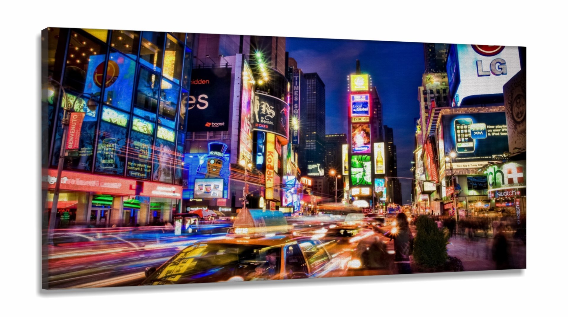 Quadro Em Tecido Decorativo New York City Times Square Luzes em Tecido Canvas 130x60 - 1