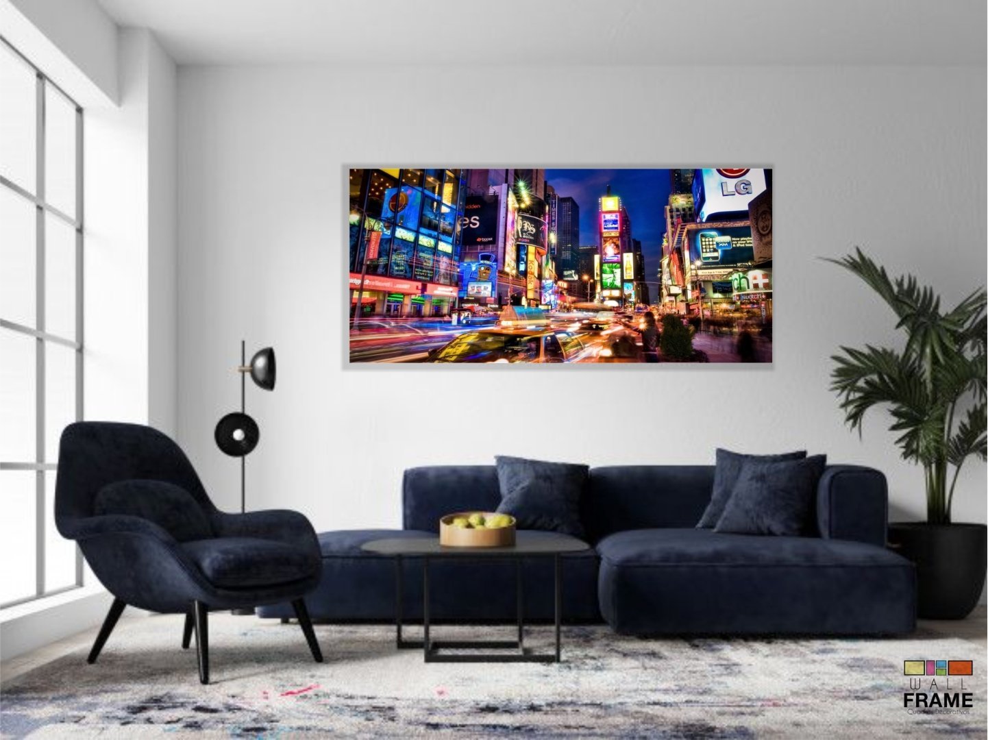 Quadro Em Tecido Decorativo New York City Times Square Luzes em Tecido Canvas 130x60 - 5