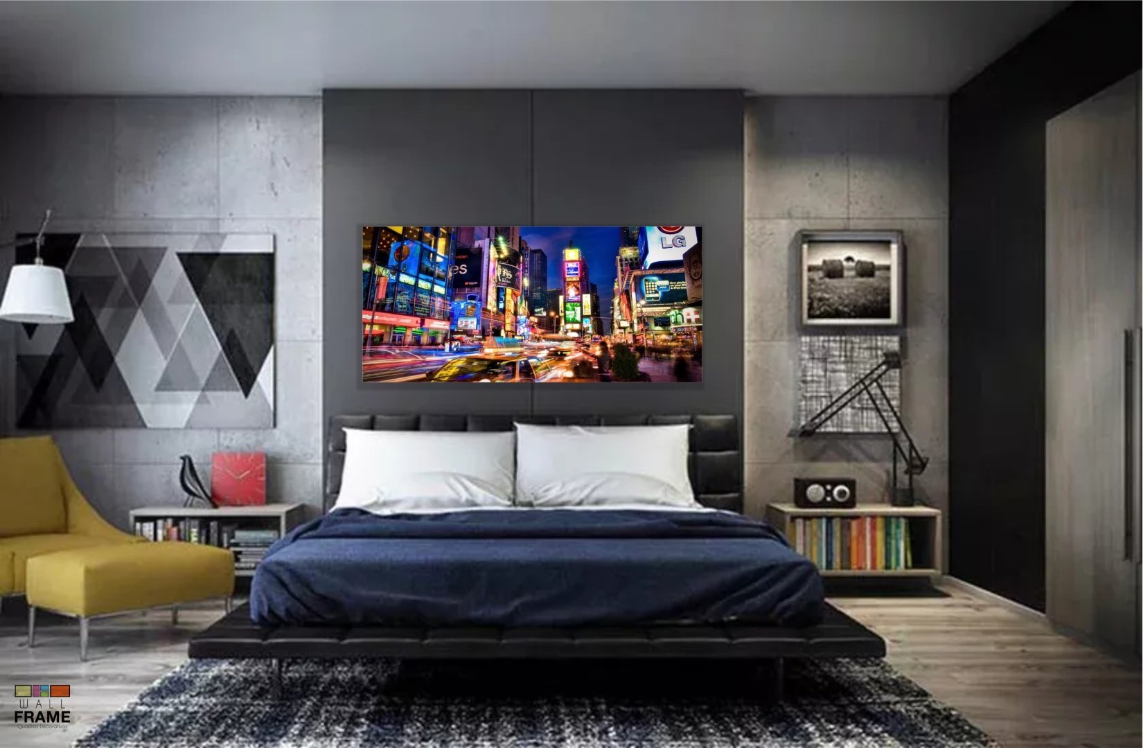 Quadro Em Tecido Decorativo New York City Times Square Luzes em Tecido Canvas 130x60 - 4