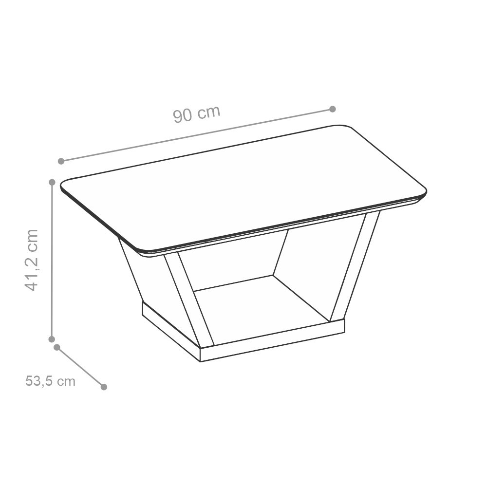 Mesa de Centro Ethan com Tampo de Vidro Branco - 2