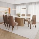 Ver imagem 1 de Conjunto Mesa Olívia 200cm com Vidro 08 Cadeiras Ivy Off White/Nature/Caramelo/Creme