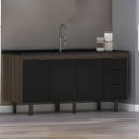 Ver imagem 1 de Gabinete Cozinha 3 Gavetas Armário 100% MDF Multiuso 174cm: Rustico/`Preto