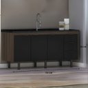 Ver imagem 4 de Gabinete Cozinha 3 Gavetas Armário 100% MDF Multiuso 174cm: Rustico/`Preto