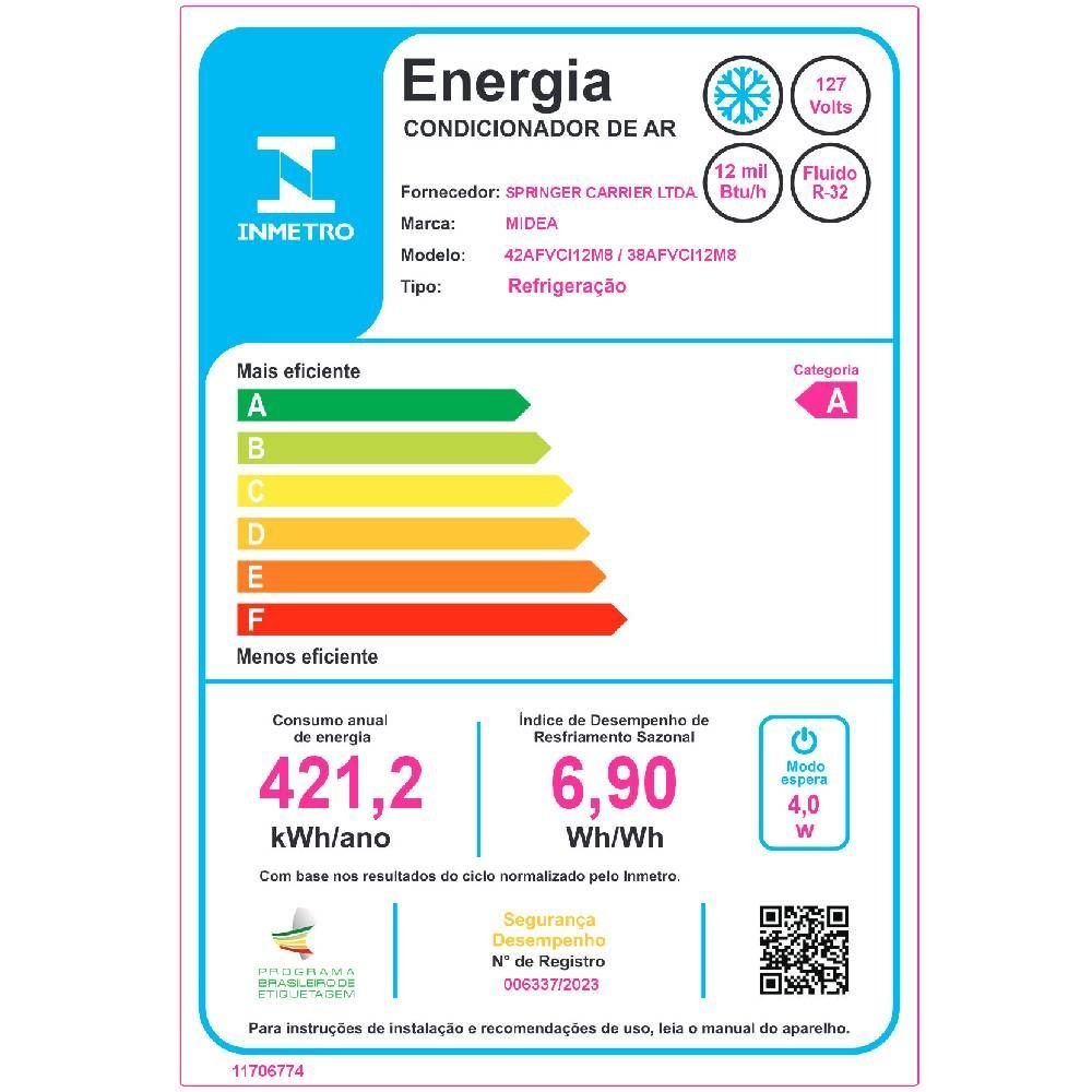 Ar Condicionado Split Springer Midea Inverter Connect 12000 Btus Frio 127v 38afvci12m8 - 8