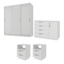 Ver imagem 2 de Kit Guarda Roupas 3 Portas, Cômoda e Mesa de Cabeceira Araçá CabeCasa MadeiraOriginals Branco
