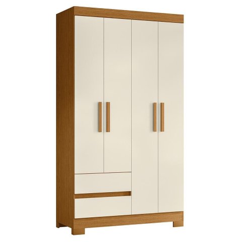Guarda Roupa Solteiro Olímpia 4 Portas 2 Gavetas Cinamomo/off White - Móveis Albatroz