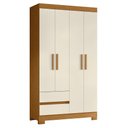 Ver imagem 1 de Guarda Roupa Solteiro Olímpia 4 Portas 2 Gavetas Cinamomo/off White - Móveis Albatroz