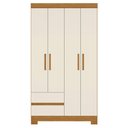 Ver imagem 3 de Guarda Roupa Solteiro Olímpia 4 Portas 2 Gavetas Cinamomo/off White - Móveis Albatroz