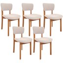 Ver imagem 1 de Kit 05 Cadeiras para Sala de Jantar Cozinha Living Estofada Dara L02 Suede Bege - Lyam Decor