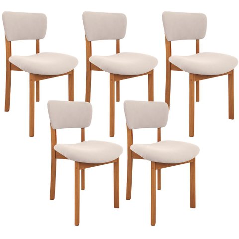 Kit 05 Cadeiras para Sala de Jantar Cozinha Living Estofada Dara L02 Suede Bege - Lyam Decor