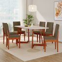 Ver imagem 1 de Conjunto Sala de Jantar Califórnia 6 Lugares Retangular Madeira Maciça Dakota Marrom/Caramelo/Tabaco/Off White