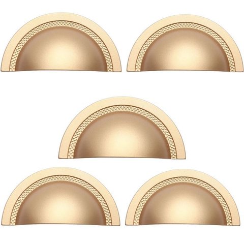Kit 5 Puxadores Shell 64mm Dourado Matte + Parafusos