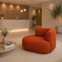 Ver imagem 3 de Sofá Puf Orgânico 140 cm 2 Lugares Consultório Recepção Sala:Terra Cota/Bouclé Lado Esquerdo