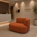 Ver imagem 2 de Sofá Puf Orgânico 140 cm 2 Lugares Consultório Recepção Sala:Terra Cota/Bouclé Lado Esquerdo