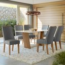 Ver imagem 2 de Conjunto Sala de Jantar Mesa com 6 Cadeiras Rubi - Cedro Off White