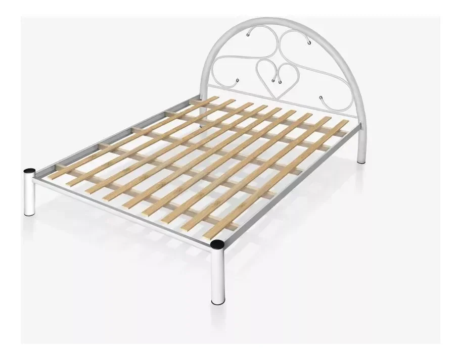 Cama Casal 1,40 de Ferro e Aço:branco/madona - 1