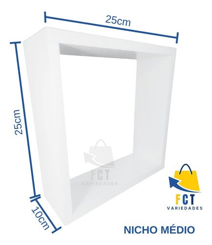 Nicho Kit C/3 Quadrado Decoração Quarto Sala Banheiro Mdf - 3