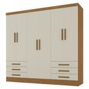 Ver imagem 3 de Guarda-roupa Solteiro Lancaster 6 Portas 6 Gavetas 100% Mdf Cinamomo/off White - Panorama Móveis