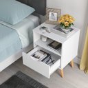 Ver imagem 3 de Mesa de Cabeceira Estilo Retro Puxador Usinado Criado Grecia:branco