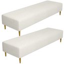 Ver imagem 1 de Kit 02 Puffs Decorativo Sala de Estar Bali W01 Pés Palito 190x60cm Linho Champagne - Lyam Decor
