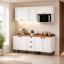 Ver imagem 1 de Cozinha Completa Modulada 5 Peças Frente em MDF Modelo Americano Frisado Branca