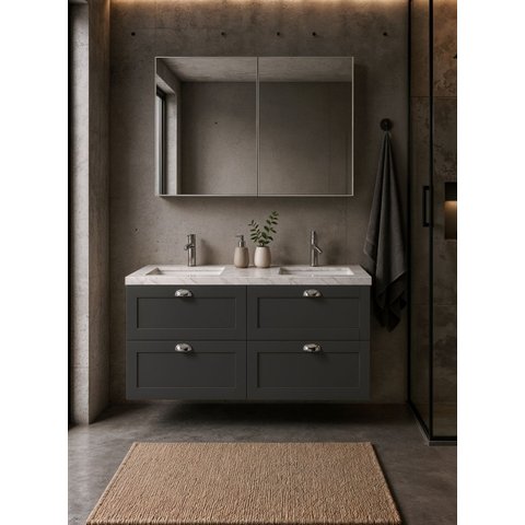 Gabinete para Banheiro com Armário 120cm Retro MDF Grafite Milano - On Móveis