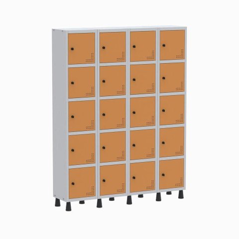 Roupeiro Aço Linha Light 20 Portas - GR304-20 Cinza-Laranja Picasso
