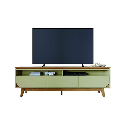 Rack Tv 75 Pol 200cm Bancada para Sala Elarin Cumaru/opala M20 - D’Rossi