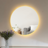 Espelho Redondo 60cm X 60cm com Led Á Pilha ou Fonte:branco Quente Led À Pilha - 2
