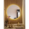 Espelho Redondo 60cm X 60cm com Led Á Pilha ou Fonte:branco Quente Led À Pilha - 3
