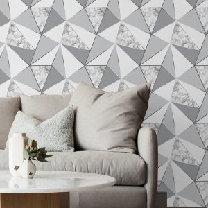 Papel de Parede Adesivo Zara Cinza de Mármore Rolo 10m