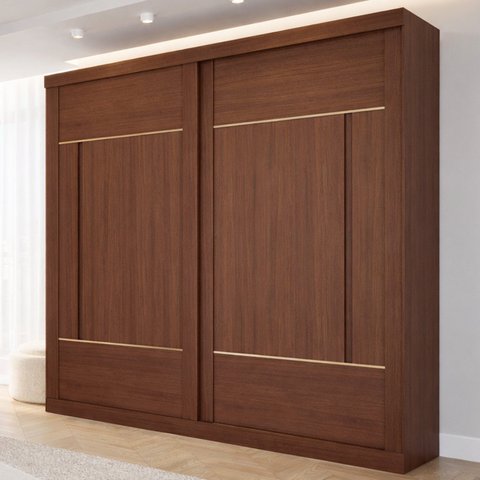 Guarda-Roupa Casal 2 Portas de Correr 229cm MDF Talin Marrom/Jequitiba