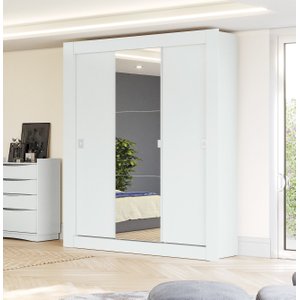Guarda Roupa Kappesberg 3 Portas de Correr com Espelho H563 Branco