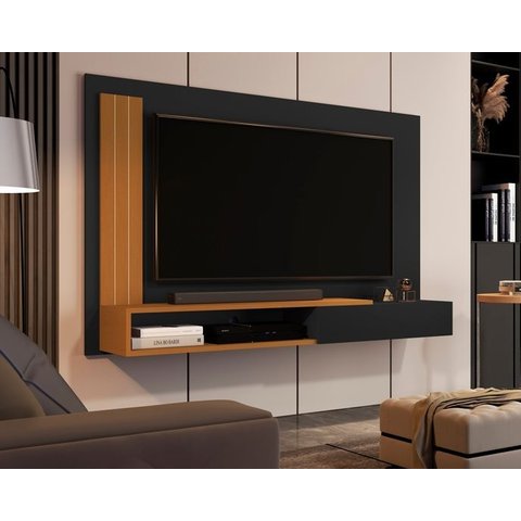 Painel de Tv Smart Sala Quarto até 50 Polegadas Monaco - Cores - Comprar Moveis em Casa: Preto / Nat