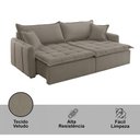 Ver mais imagens de Sofá Cama Veludo em Madeira Eucalipto 240cm Braço 20cm Arizona Meu Sofá Online