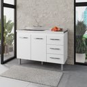 Ver imagem 1 de Balcão 120cm Bianca 02 Portas e 03 Gavetas com Pia e Cuba Ghelplus Branco Moblis
