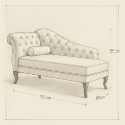 Chaise Recamier 150 Cmem Veludo Pés Luis Xv Capitonê de Luxo - 8