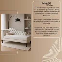 Chaise Recamier 150 Cmem Veludo Pés Luis Xv Capitonê de Luxo - 6