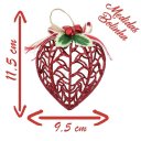 Ver imagem 2 de Kit Conjunto 9 Peças Decoração Enfeite Bola Coração Árvore Natal Vermelha Glitter Natalina 11,5cm